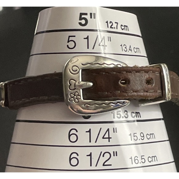 Vintage BRIGHTON Harmony  Bracelet Silver Medallion and Brown Leather Jewelry - Picture 8 of 16